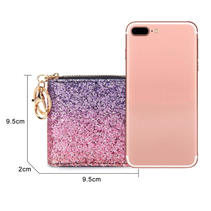 GEEAD Small Glitter Wallet for Women Mini Coin Purse Pouches with Key Ring for Christmas - Image 3